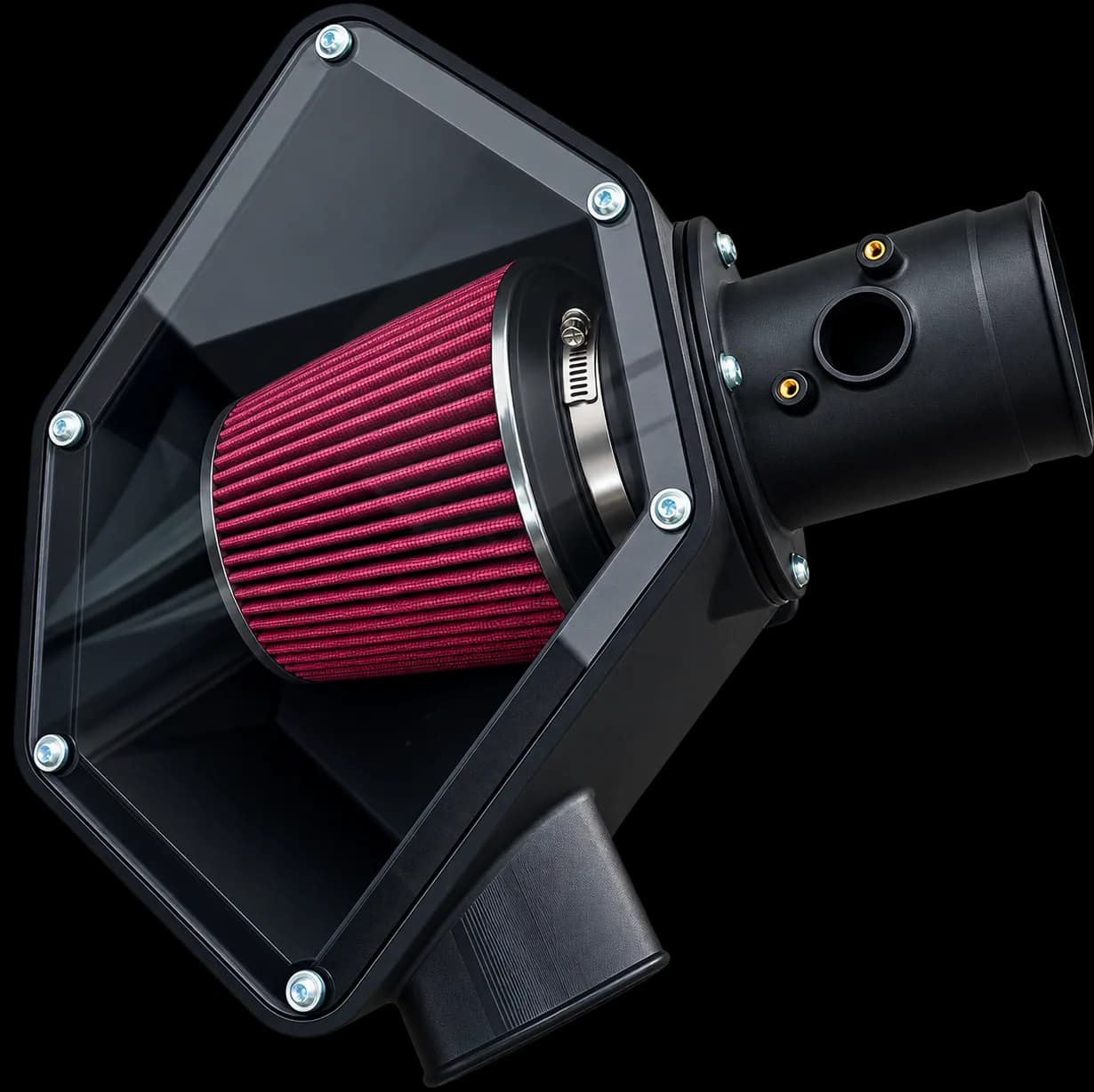 The Liberty 3.6R airbox with its clear cover and filter