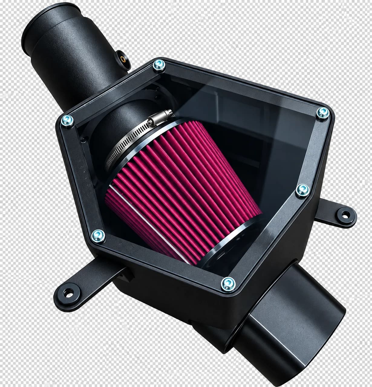 The A80 airbox with its clear cover and filter
